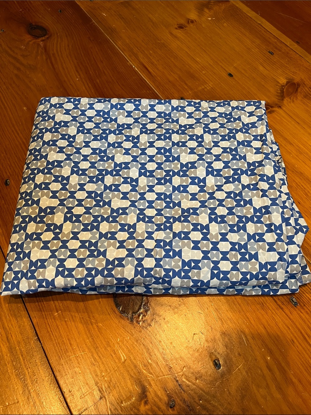 DWELL STUDIO *Twin* Blue/Grey/Taupe Geo Half-Circle Fitted Sheet 100% Cotton